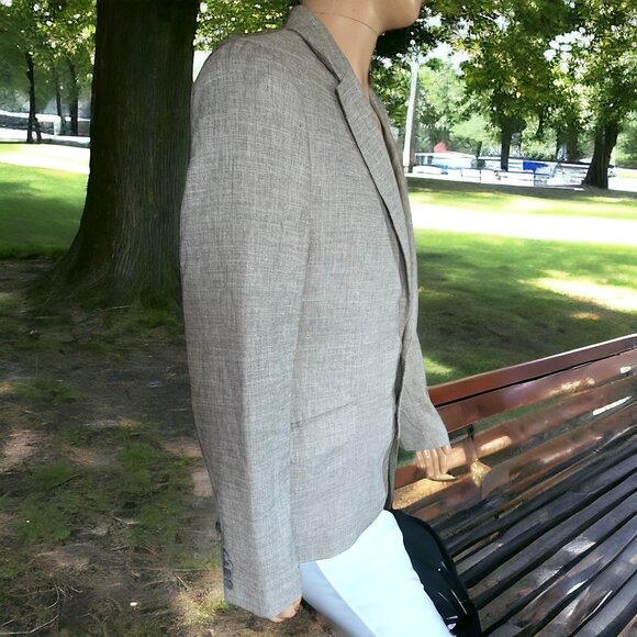 NWOT JOSEPH ABBOUD (M/L) 100% Linen Italian Fabric Herringbone in Beige - Picture 2 of 8